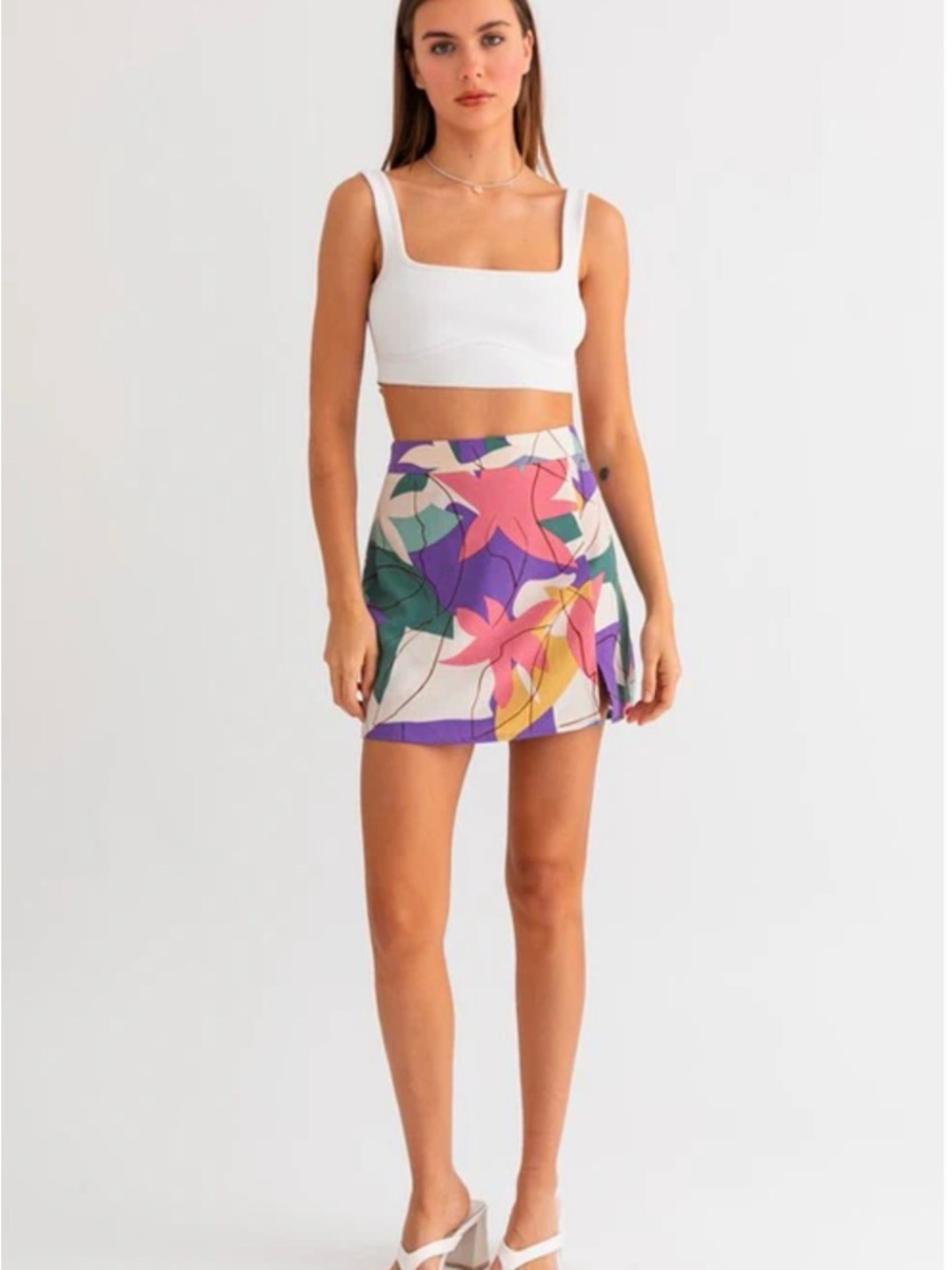 Le Lis Aline Mini Skirt in Purple, Pink, Green‎ and Cream